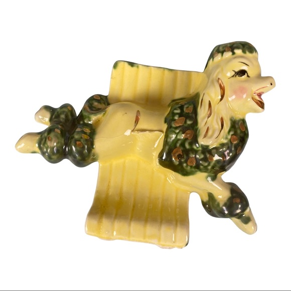 Vintage Ceramic Fashions by OPCO green poodle - Picture 1 of 11